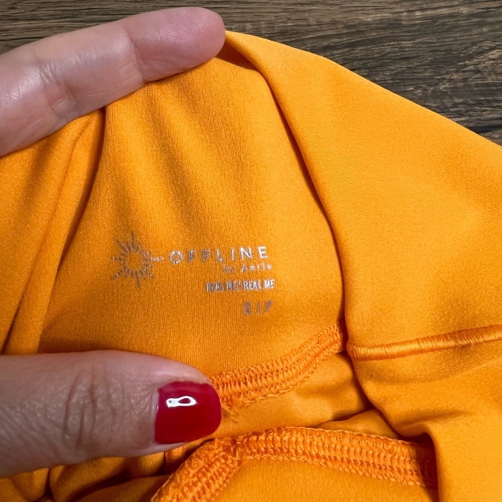 OFFLINE by Aerie Flow Y Cross Waist Shorts Small Orange 2-in-1 Flowy Biker Lined - Picture 2 of 4